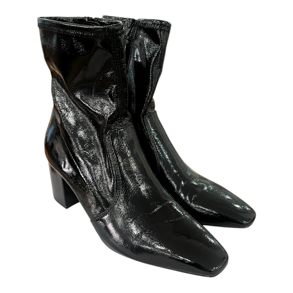 Zara Heeled Leather Ankle Boots Size 40 Black US Women’s 9